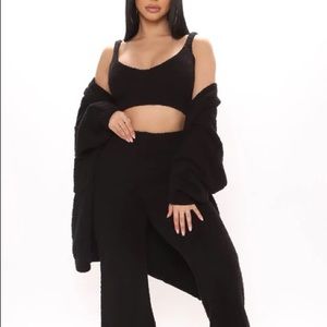 Black fashionova cozy fuzzy 3 piece set